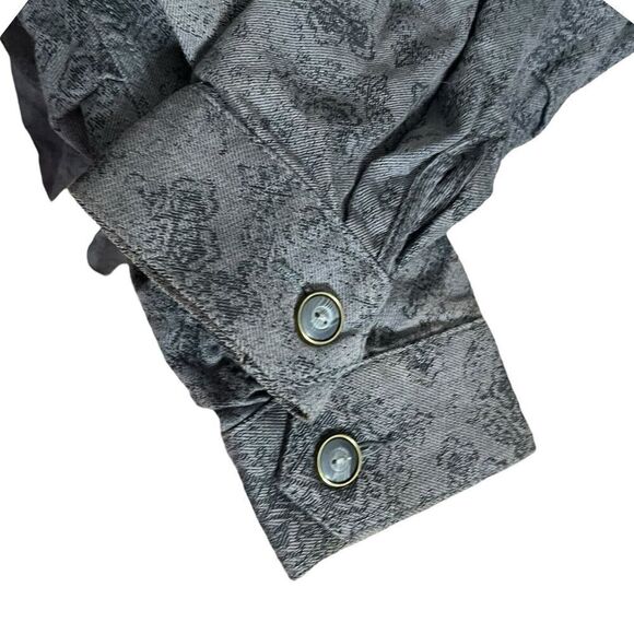 Free People Jacquard Utility Jacket Women’s Size XS Gray Printed Boho Oversized - Picture 8 of 12